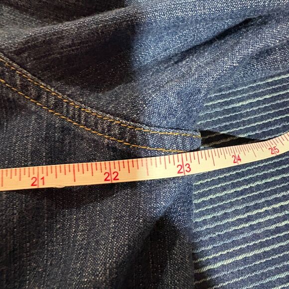 Krazy Kat Denim Jacket Women’s L Boho Western Ruffle Pearl Snap Y2K Bling - Picture 4 of 6